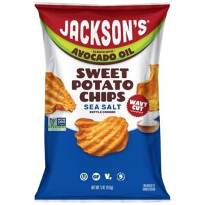 Jackson's Avocado Oil Wavy Sea Salt Sweet Potato Chips 5oz 12ct